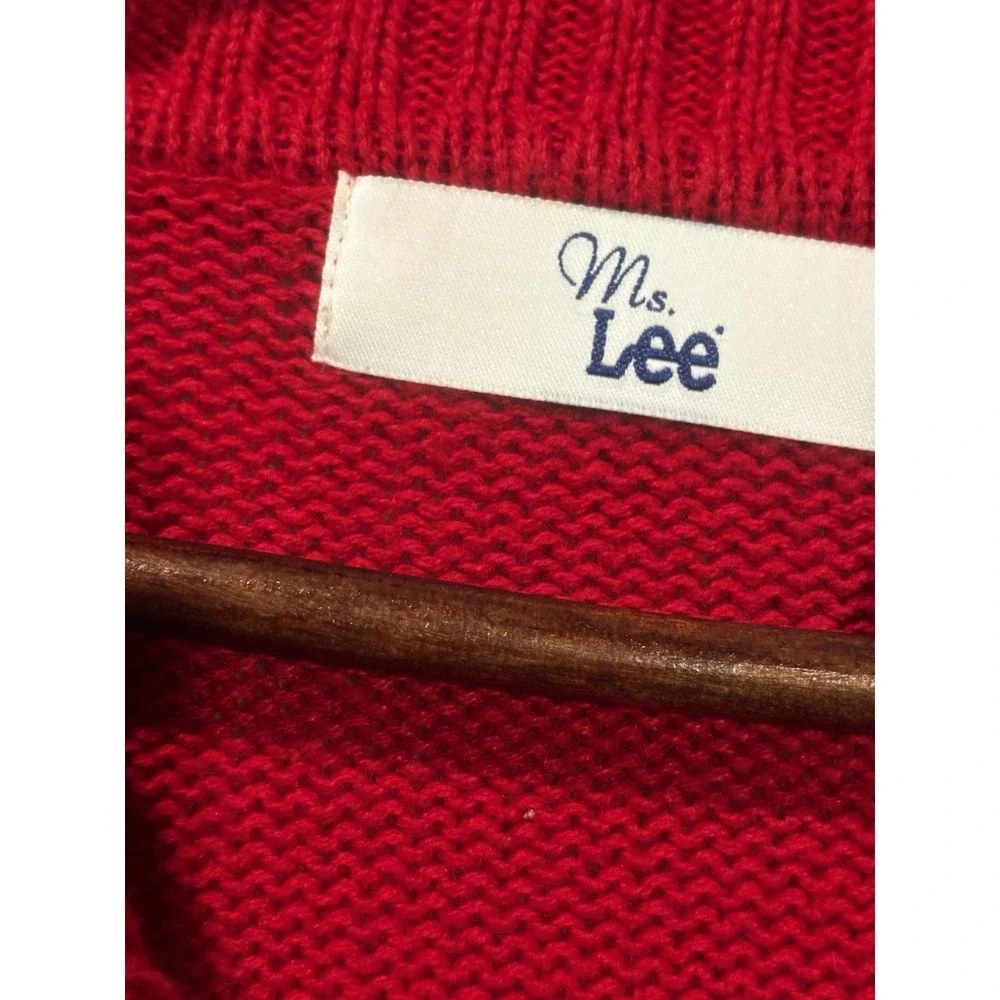 VTG Ms. Lee Winter  XL‎ Sweater Women's Cardigan Snowmen Embroidered Full Zip